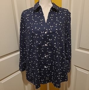 FOXCROFT BLUE BUTTON DOWN COTTON SHIRT, SIZE XXL